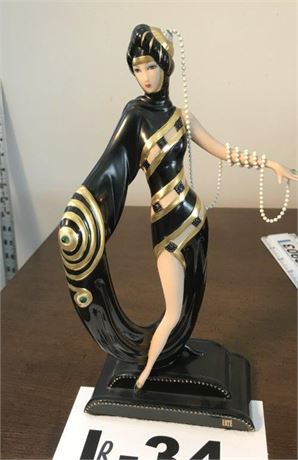 Franklin Mint House of Erte Pearls & Emeralds Porcelain Figurine
