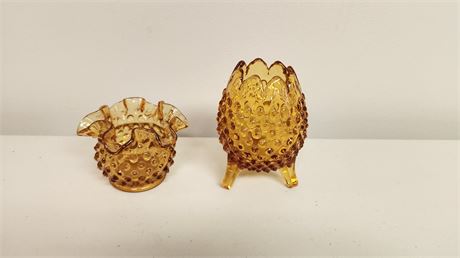 2 Unmarked Amber vases
