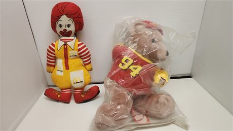 Ronald McDonald Plush Toy & McDonald Plush Bear