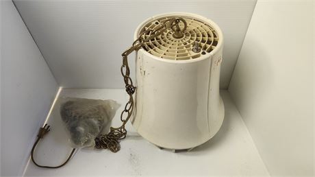 Vintage Hanging Light With Chain. Lights and heats like space heater. WORKS!!