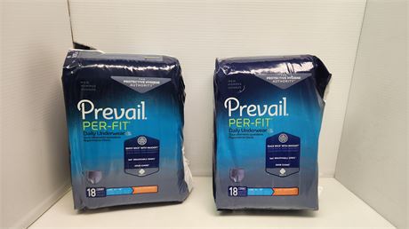 2 Packs Prevail 18 Count Large Men's Daily Underwear