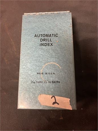 Automatic Drill Index 1/16" THRU 1/2" by 64ths Drill bits
