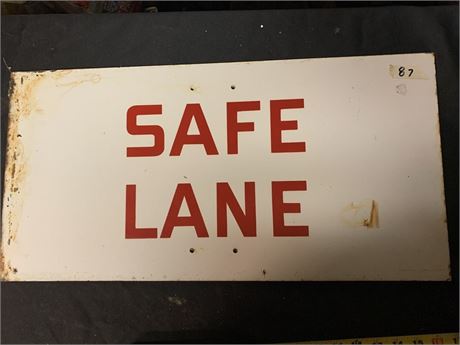 2 Vintage Metal Signs SAFE LANE