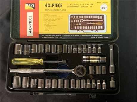 Pro Brand 40-piece 1/4" & 3/8" SAE & Metric Combination Socket Set