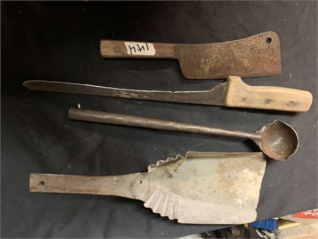 Vintage Butcher Knife with other Misc. Knives
