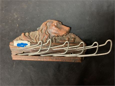 Vintage Dog Wall Plaque With Hangers For Ties or Belts