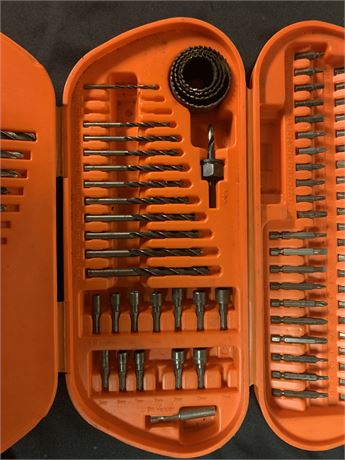 108 piece Drill bit Screw Driver bit set in orange plastic case