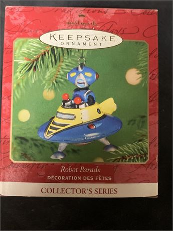 Vintage Hallmark Keepsake Christmas Ornament Robot Parade Flying Saucer Alien