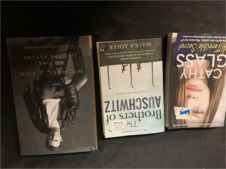 3 Book Lot  Michael J Fox Cathy Glass Malka Adler (The Brothers Of Auschwitz)