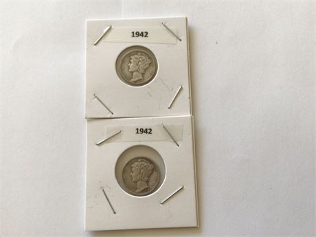 2 - 1942 Mercury Dimes