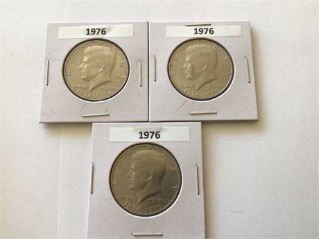 3 - 1976 Kennedy 1/2 Dollar Coin