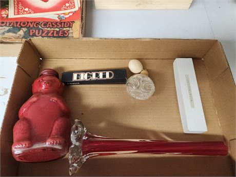 Perfume Bottle and Pens