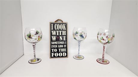 Wine Glasses & Sign