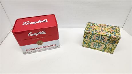 2 Vintage Metal Recipe Boxes, One Has Recipes Included