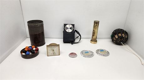 Lot Of Miscellaneous Items & Cast Iron Ball