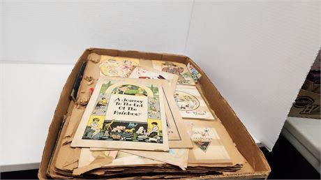 Vintage Scrapbook With Cards & Pictures. Book Is Falling Apart
