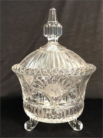 Cut Crystal Glass Dish & Lid