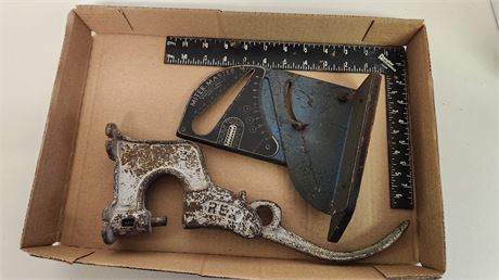 Cast Iron Rex Leather Rivet Press & Miter Marking Gauge & Angle