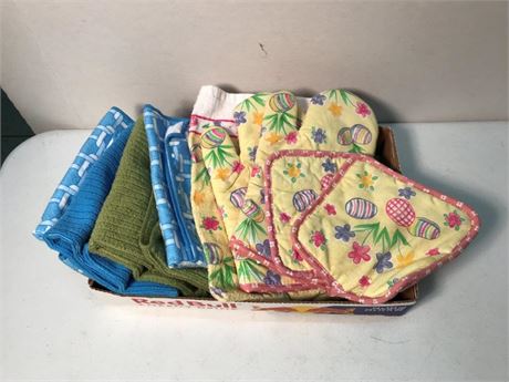 Flat of Kitchen Towels & Misc.