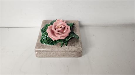 Ceramic Rose Trinket Box