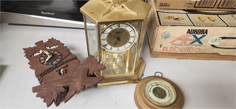 2 Vintage clocks and a barameter