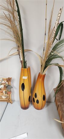 2 Large orange Vases