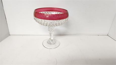 Indiana Glass Diamond Point Ruby Red Compote