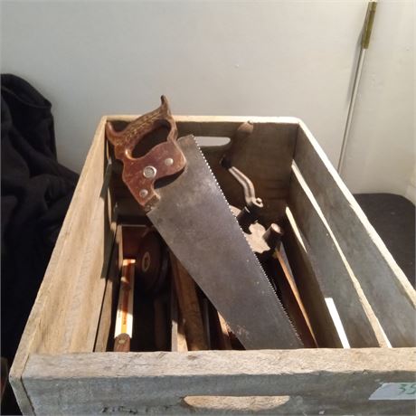 vintage Wood Crate & Tools