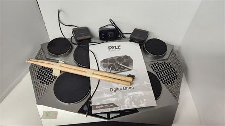 Pyle Digital Drum SET & Drum Sticks & Foot Pedals.  WORKS