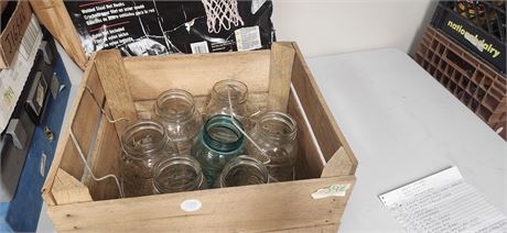 Vintage wire rack and Longaberger canning jars