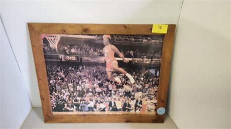 Wood Framed Micheal Jordan Basketball Picture