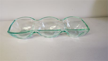 Heavy Glass Serving Dish. Small Chip In Rim
