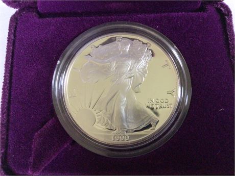 1990 Silver Eagle from US Mint in Collectors Case