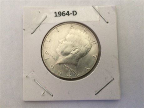 1964 -D Kennedy 1/2 Dollar Coin - Silver