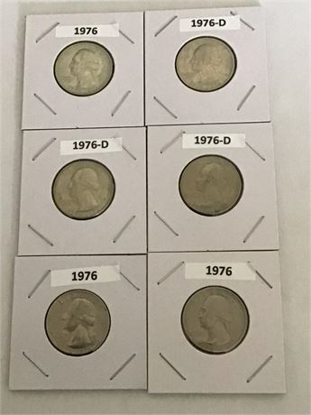 6 - 1976 -D Bicentennial Quarters