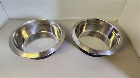 2 Metal Dog Bowls