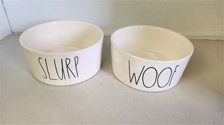 2 Rea Dunn Ceramic Dog Bowls