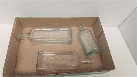 Lot of 3 glass bottles