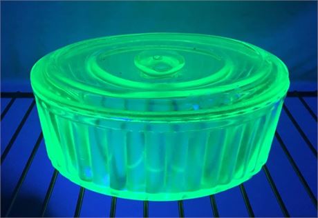 Uranium Glass Dish & Lid