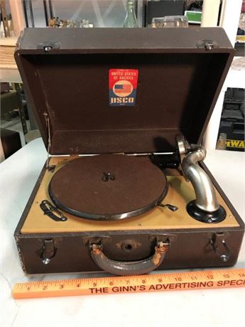 Birch Table Top Crank Record Player
