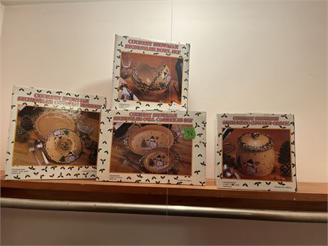 Country Snowman Stoneware Sets, Dishes