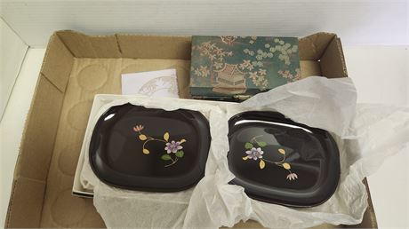 Lot Of Small black Plates & Metal Stress/Meditation Balls With Storage Case