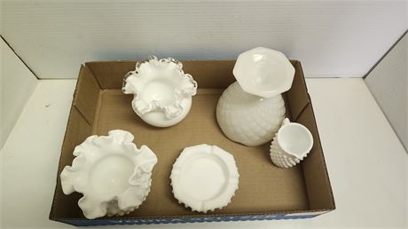 Lot Of Unmarked Milk Glass