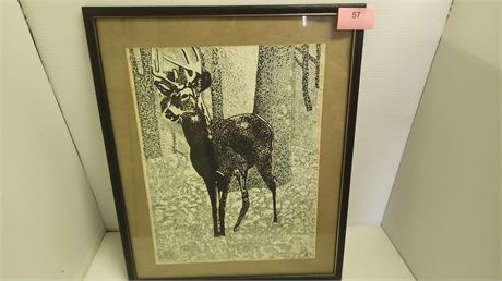 Very Unique Deer framed Picture