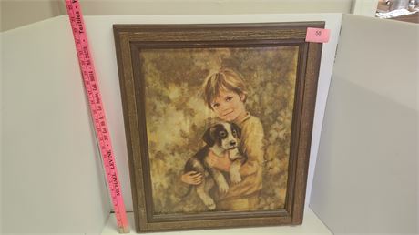 Vintage Boy & Dog Artwork