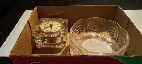 Glass Clock & Glass Bowl