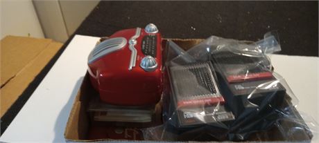 Vintage Puzzle & Small Radio & Speakers & Miscellaneous Items
