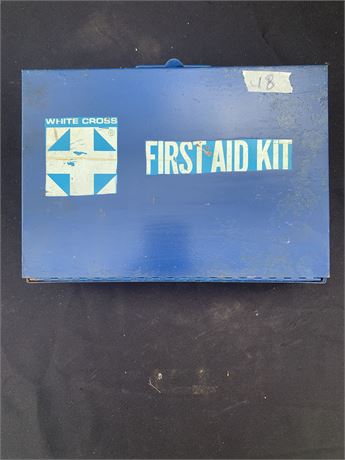 Vintage White Cross Metal First Aid Box (Empty)