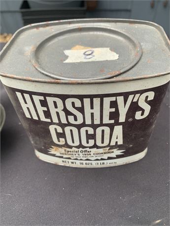 Vintage Hershey's Cocoa Tin And Vintage Metal Watering Can Spout