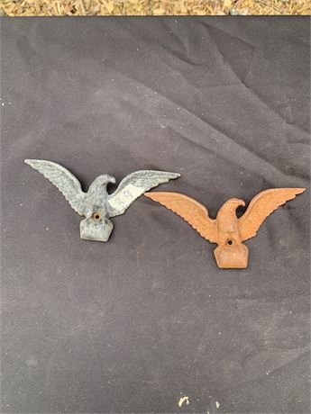 Lot of 2 Vintage Metal Eagles Cast Iron And Cast Aluminum